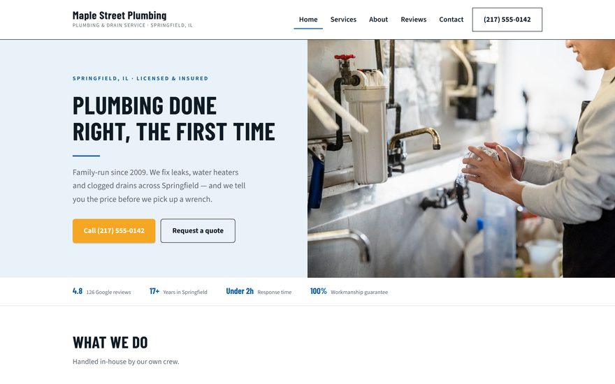 Maple Street Plumbing website