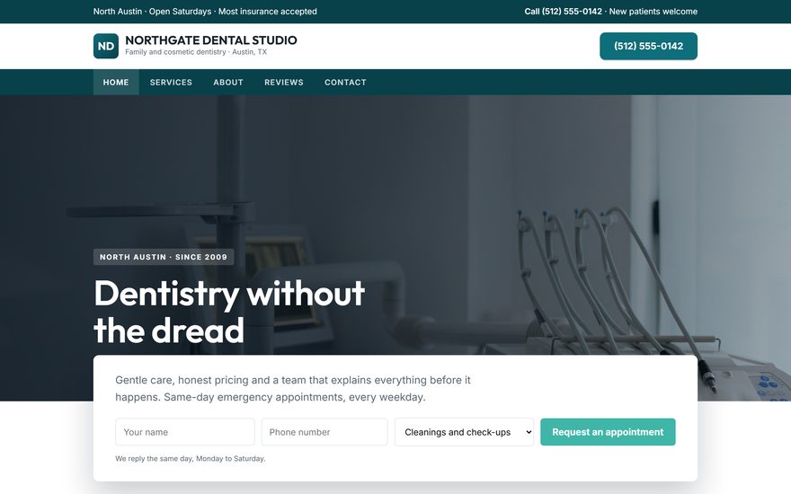 Northgate Dental Studio website